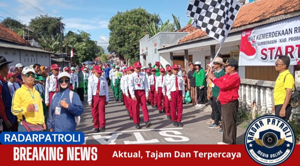 Semarak HUT RI Ke-80, Kecamatan Sumberasih Gelar Lomba Gerak Jalan Dengan 120 Peserta