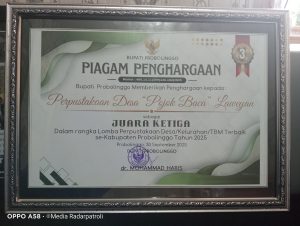 Desa Laweyan Raih Juara Tiga Lomba Perpustakaan Desa Terbaik se-Kabupaten Probolinggo 2025