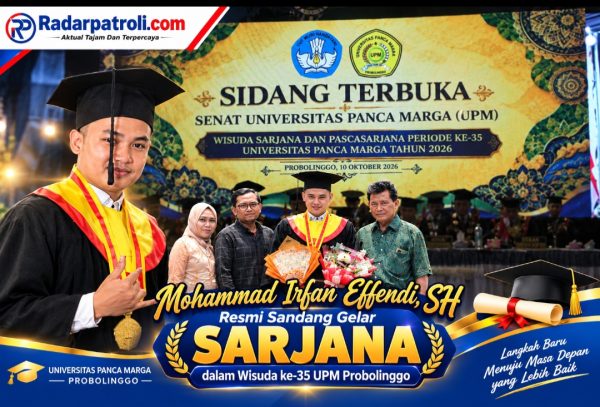 Putra Ketua F Wamipro M. Suhri, Mohammad Irfan Effendi, SH, Resmi Diwisuda pada Periode ke-35 UPM Probolinggo